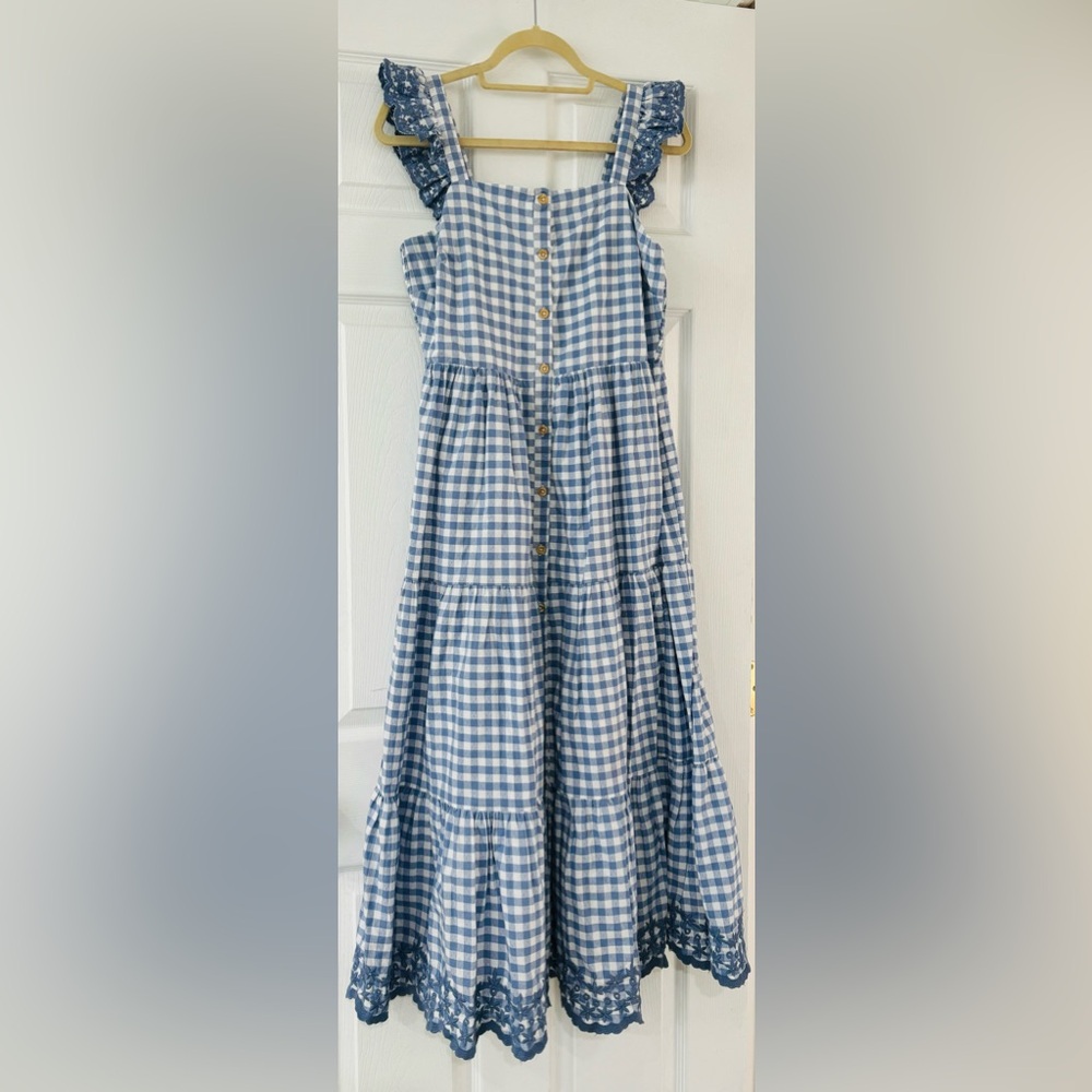 Shabby Chic Dress Women 6 Blue Midi Cottagecore Prairie Garden, wizard of oz